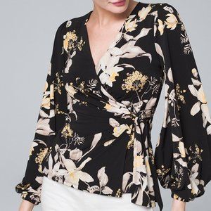 WHBM Floral Print Faux Wrap Top, NWT